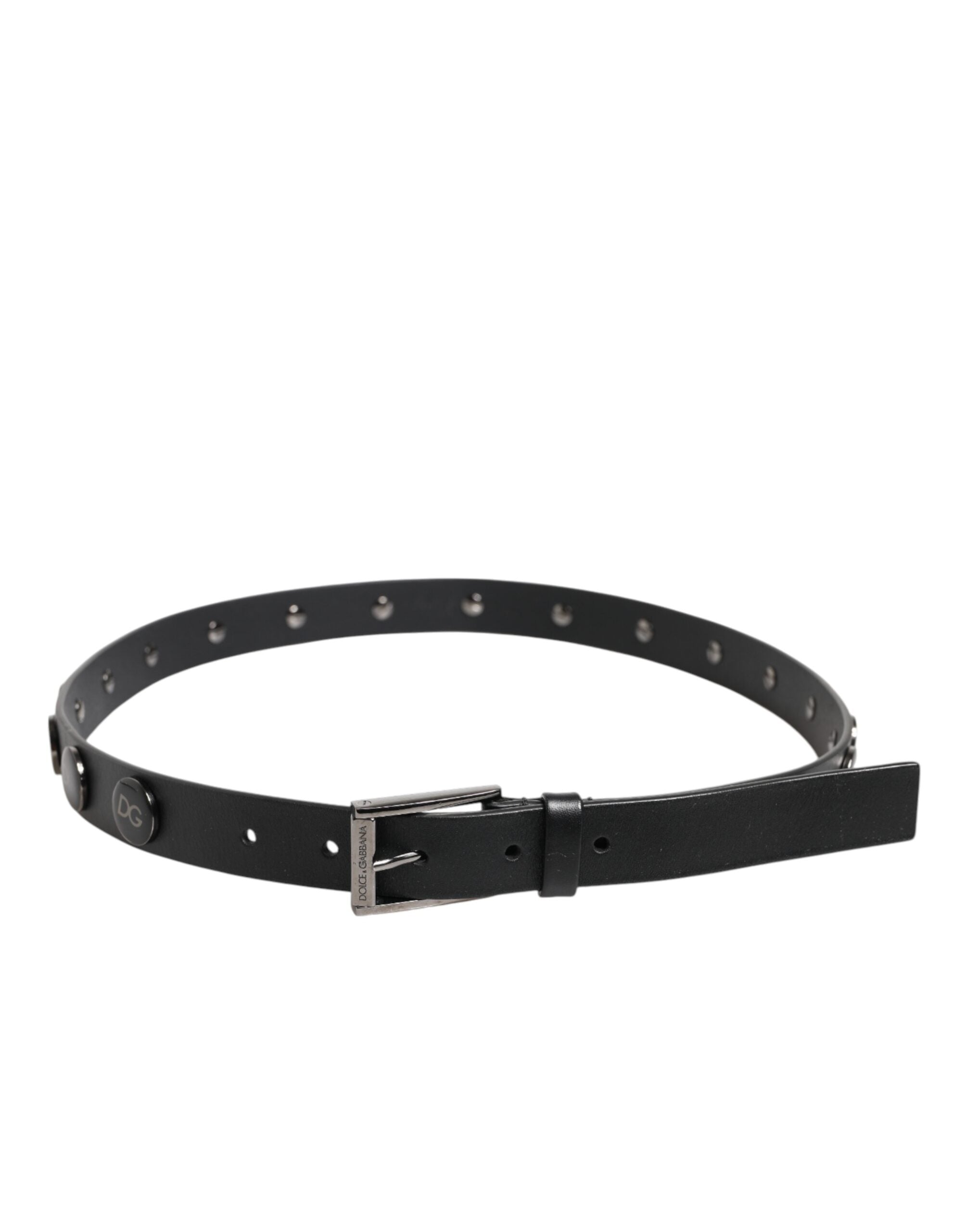 Dolce & Gabbana Black Luxury Leather DG Studs Buckle Belt -   -  Dolce & Gabbana. Dolce & Gabbana Black Luxury Leather DG Studs Buckle Belt -   -  Dolce & Gabbana.