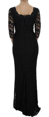 Dolce & Gabbana Black Floral Lace Long Ball Maxi Dress -   -  Dolce & Gabbana.