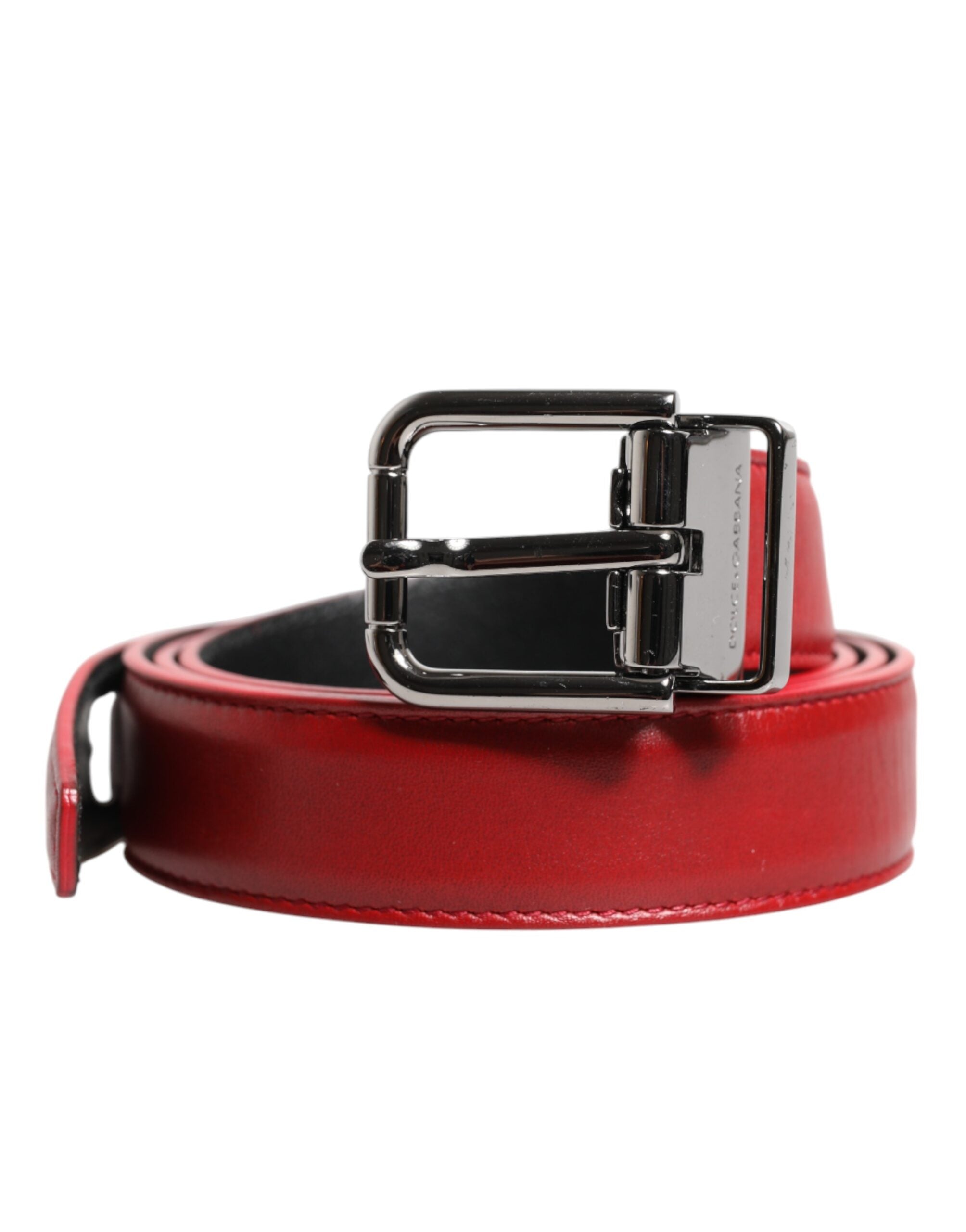 Dolce & Gabbana Red Leather Silver Tone Metal Buckle Belt -   -  Dolce & Gabbana. Dolce & Gabbana Red Leather Silver Tone Metal Buckle Belt -   -  Dolce & Gabbana.