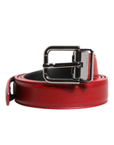 Dolce & Gabbana Red Leather Silver Tone Metal Buckle Belt -   -  Dolce & Gabbana.