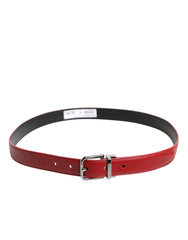 Dolce & Gabbana Red Leather Silver Tone Metal Buckle Belt -   -  Dolce & Gabbana.