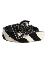 Dolce & Gabbana White Black Leather Zebra DG Crystal Buckle Belt -   -  Dolce & Gabbana.