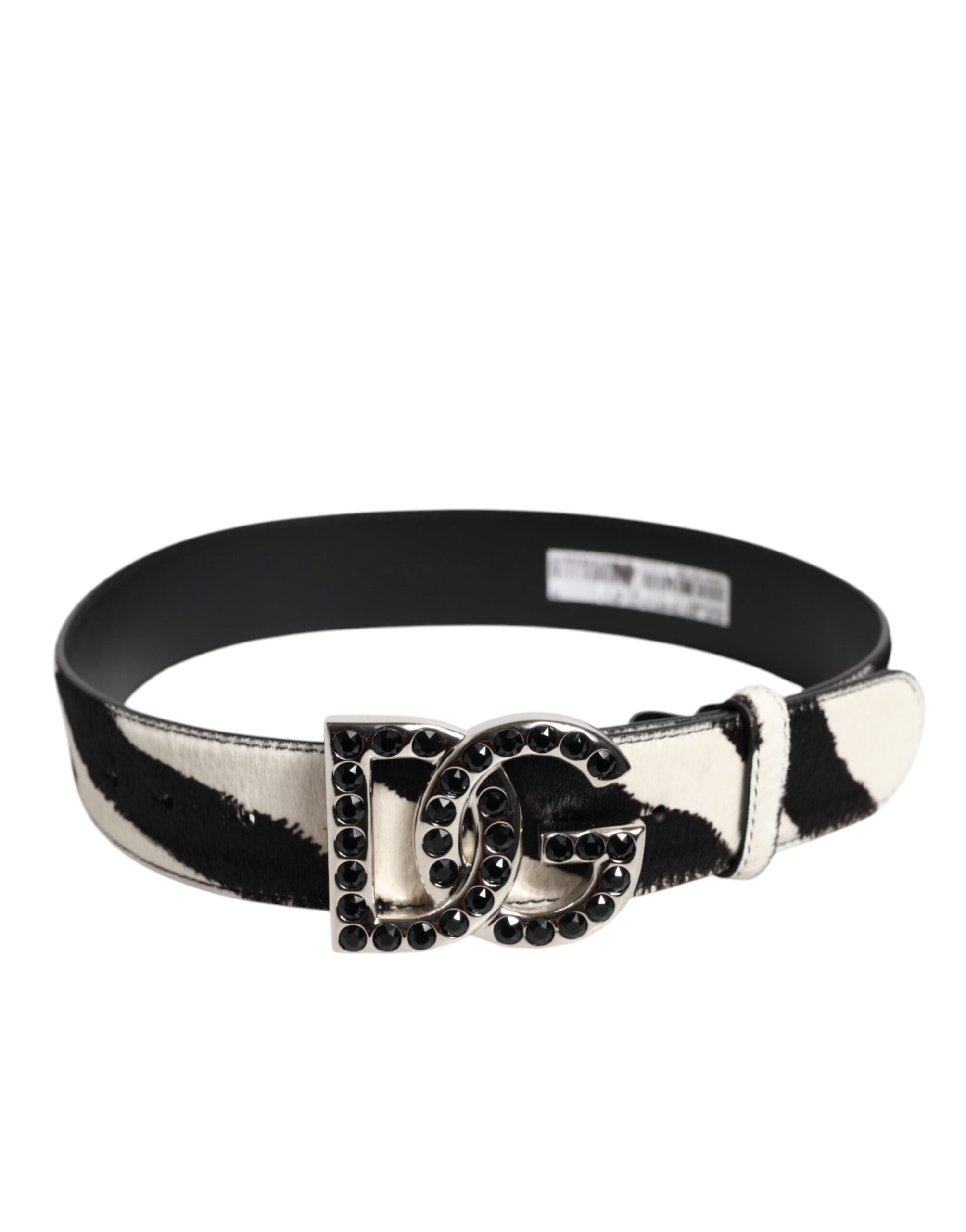 Dolce & Gabbana White Black Leather Zebra DG Crystal Buckle Belt -   -  Dolce & Gabbana. Dolce & Gabbana White Black Leather Zebra DG Crystal Buckle Belt -   -  Dolce & Gabbana.