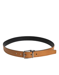 Dolce & Gabbana Brown Classic Calf Leather Silver Buckle Belt -   -  Dolce & Gabbana.