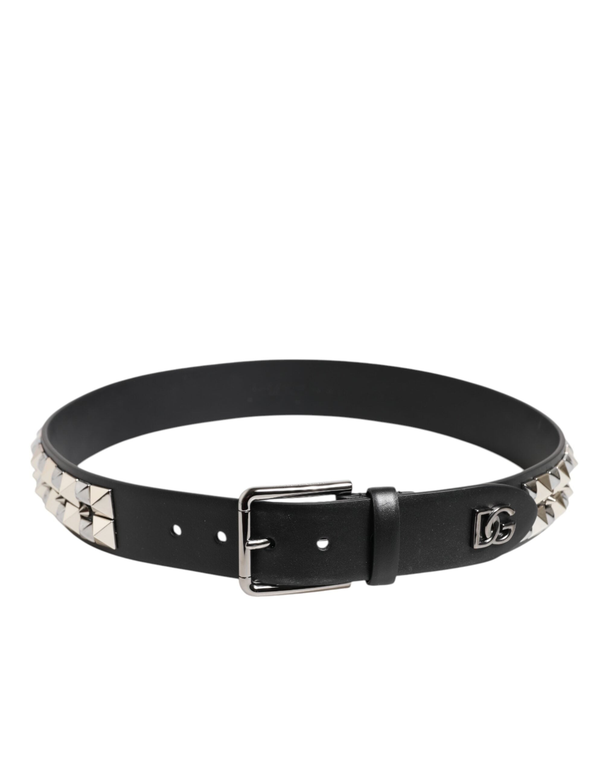 Dolce & Gabbana Black Calf Leather Studded Silver Buckle Belt -   -  Dolce & Gabbana. Dolce & Gabbana Black Calf Leather Studded Silver Buckle Belt -   -  Dolce & Gabbana.