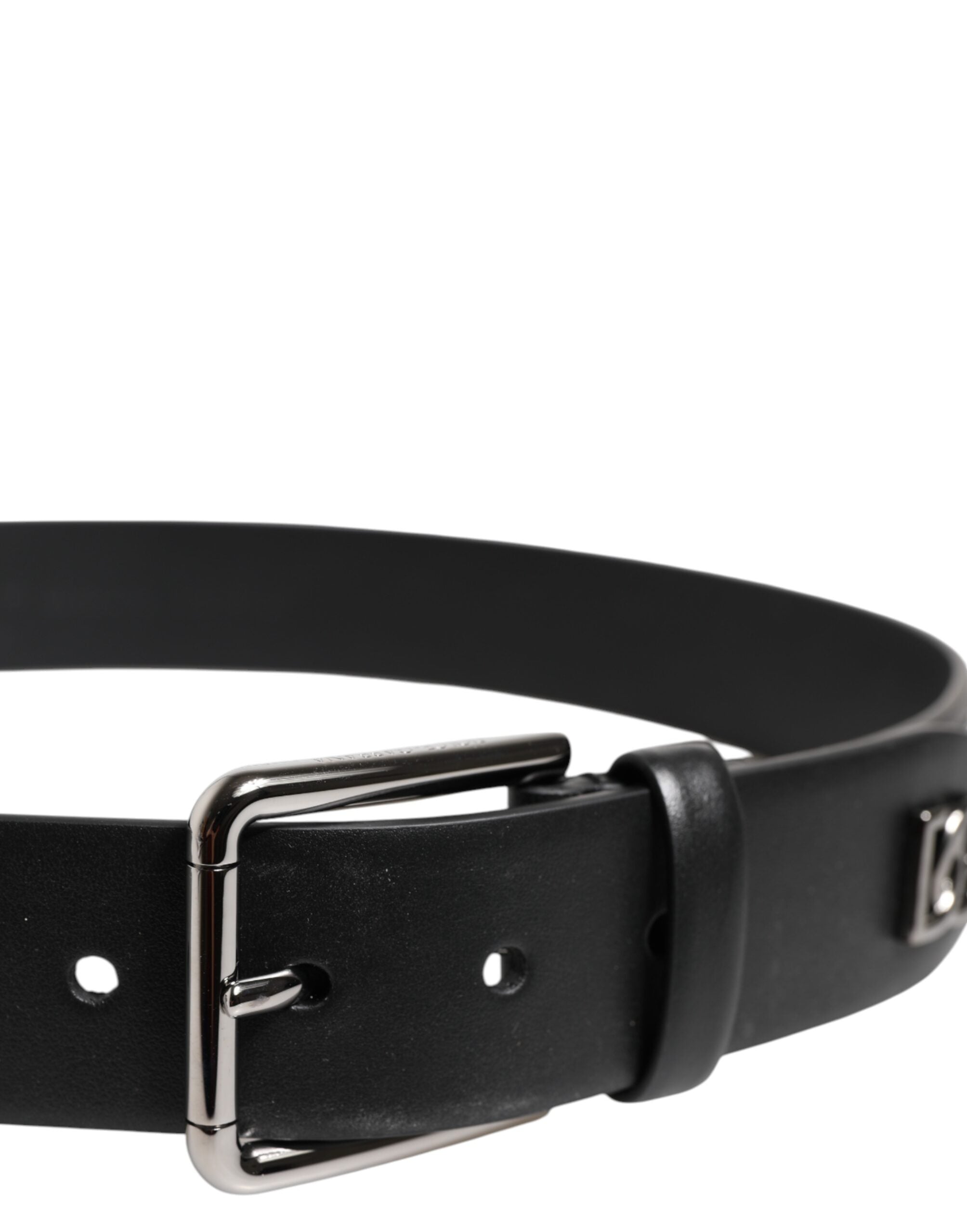 Dolce & Gabbana Black Calf Leather Studded Silver Buckle Belt -   -  Dolce & Gabbana. Dolce & Gabbana Black Calf Leather Studded Silver Buckle Belt -   -  Dolce & Gabbana.