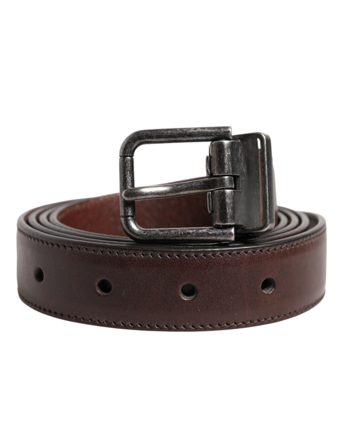 Dolce & Gabbana Brown Classic Calf Leather Metal Buckle Belt -   -  Dolce & Gabbana.