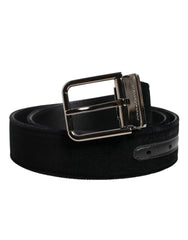 Dolce & Gabbana Black Cotton Silver Metal Buckle Belt -   -  Dolce & Gabbana.