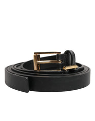 Dolce & Gabbana Black Double Strap Leather Gold Buckle Belt -   -  Dolce & Gabbana.
