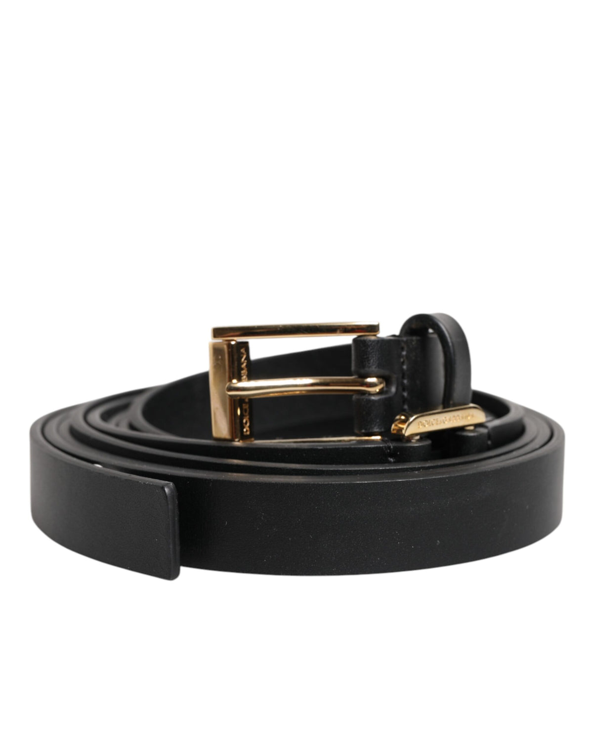 Dolce & Gabbana Black Double Strap Leather Gold Buckle Belt -   -  Dolce & Gabbana.