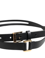 Dolce & Gabbana Black Double Strap Leather Gold Buckle Belt -   -  Dolce & Gabbana.