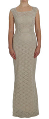 Dolce & Gabbana Beige Ricamo Cutout Cotton Sheath Dress -   -  Dolce & Gabbana.