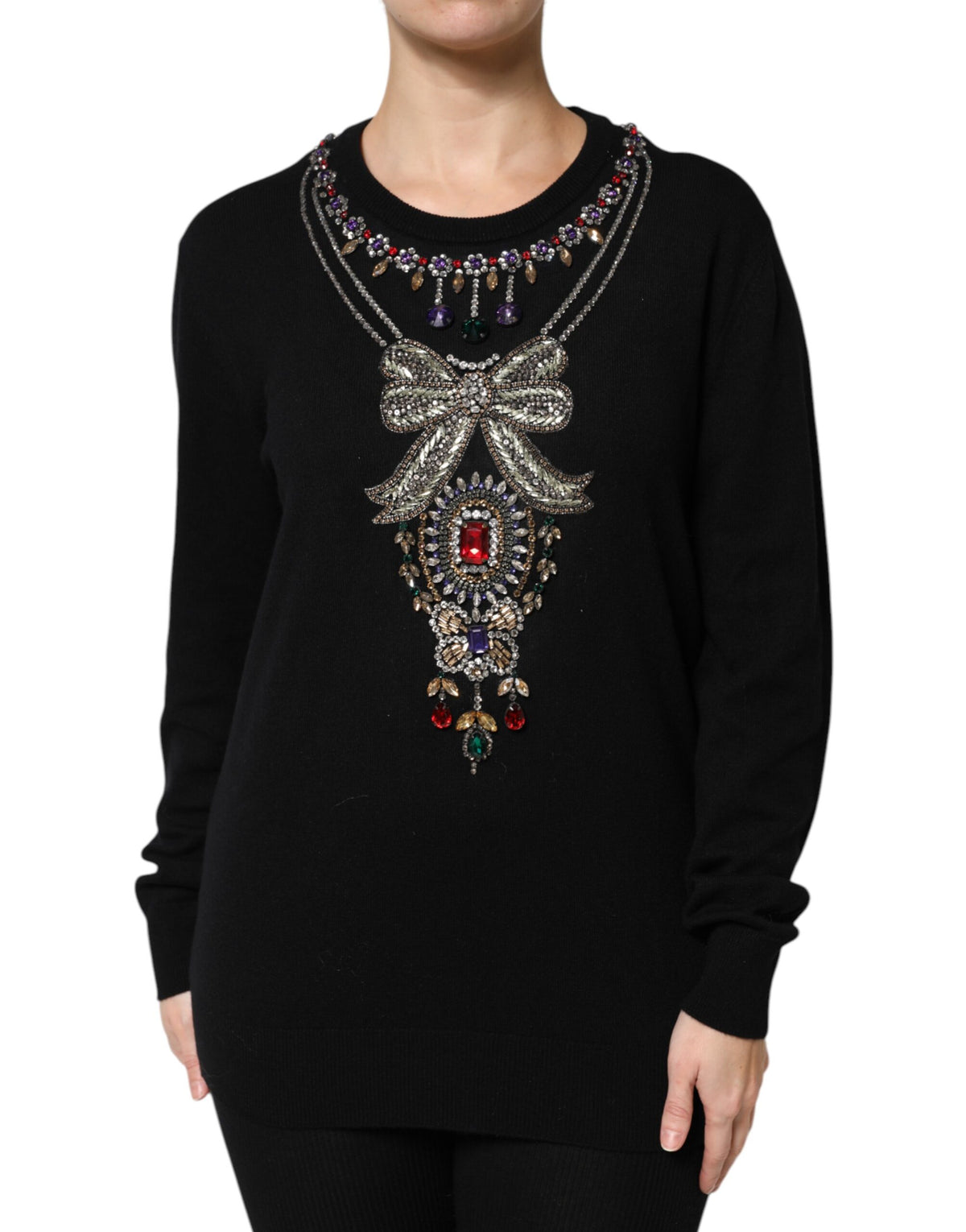 Dolce & Gabbana Black Cashmere Crystal Embellished Sweater -   -  Dolce & Gabbana.