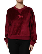 Dolce & Gabbana Red Cotton Velvet Crew Neck Pullover Sweater -   -  Dolce & Gabbana.