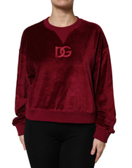 Dolce & Gabbana Red Cotton Velvet Crew Neck Pullover Sweater -   -  Dolce & Gabbana.