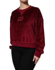 Dolce & Gabbana Red Cotton Velvet Crew Neck Pullover Sweater -   -  Dolce & Gabbana.