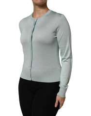 Dolce & Gabbana Light Green Silk Button Down Cardigan Sweater -   -  Dolce & Gabbana.