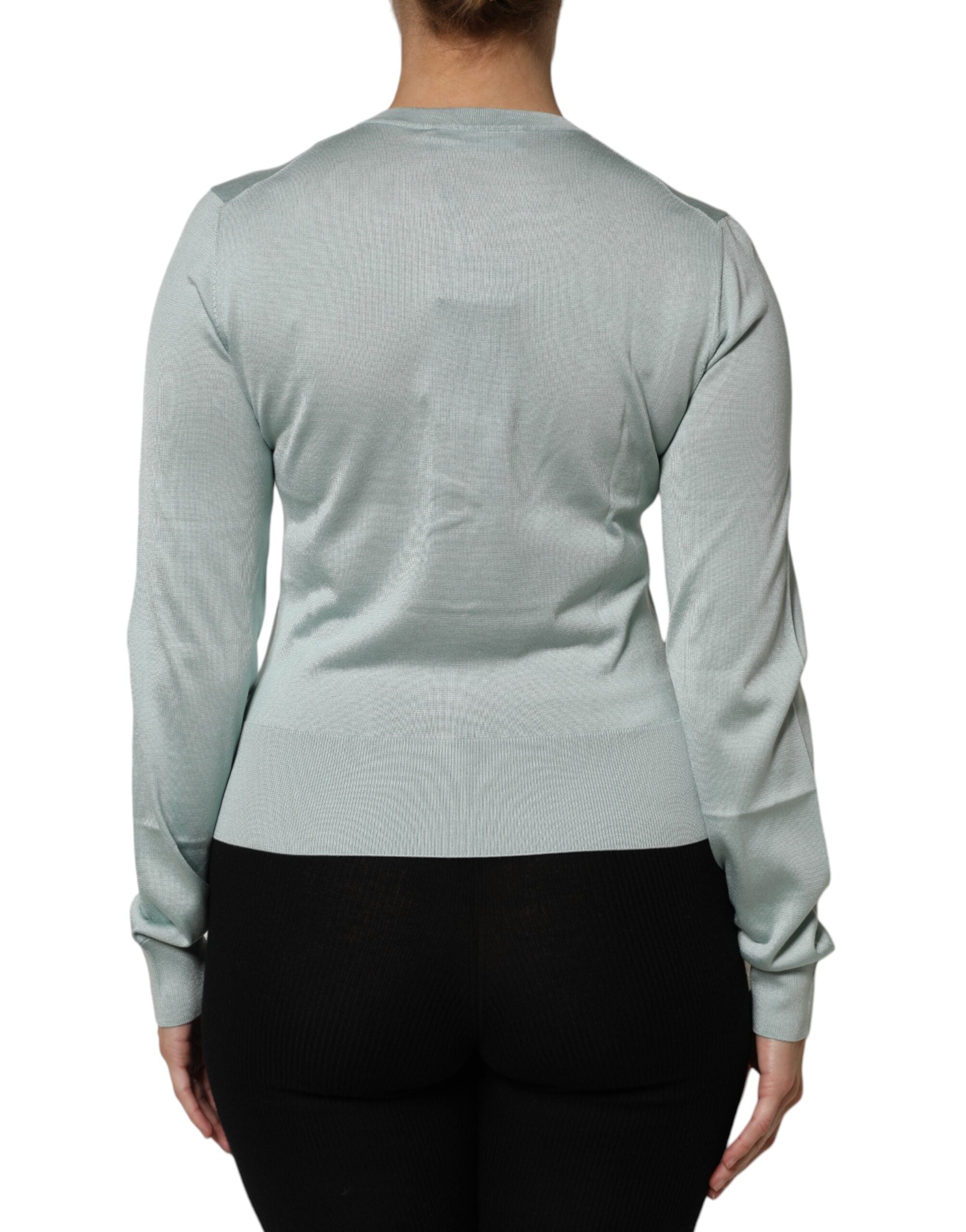 Dolce & Gabbana Light Green Silk Button Down Cardigan Sweater -   -  Dolce & Gabbana. Dolce & Gabbana Light Green Silk Button Down Cardigan Sweater -   -  Dolce & Gabbana.