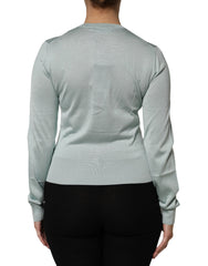 Dolce & Gabbana Light Green Silk Button Down Cardigan Sweater -   -  Dolce & Gabbana.