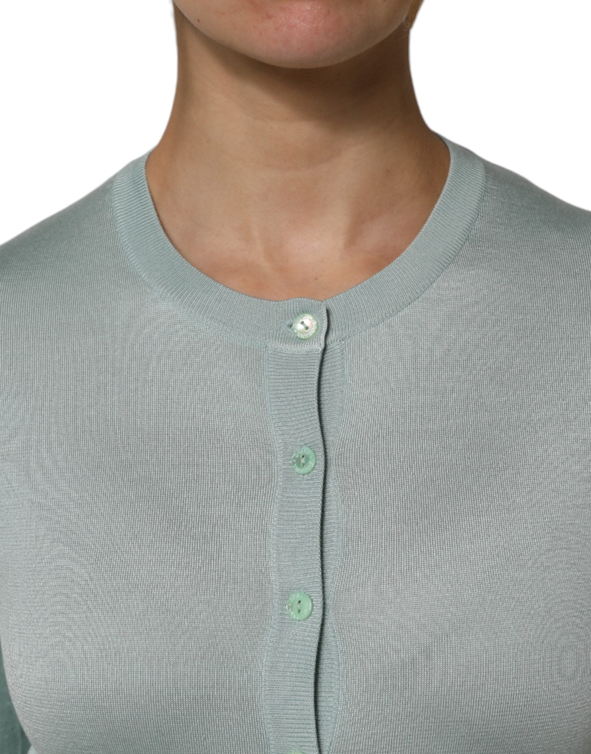 Dolce & Gabbana Light Green Silk Button Down Cardigan Sweater -   -  Dolce & Gabbana. Dolce & Gabbana Light Green Silk Button Down Cardigan Sweater -   -  Dolce & Gabbana.