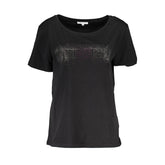 Patrizia Pepe Chic Short Sleeve Wide Neck Tee with Contrast Details -   -  Patrizia Pepe.