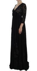 Dolce & Gabbana Black Ricamo Knitted Full Length Maxi Dress -   -  Dolce & Gabbana.