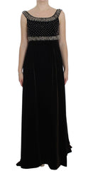 Dolce & Gabbana Brown Velvet Crystal Sheath Gown Dress -   -  Dolce & Gabbana.