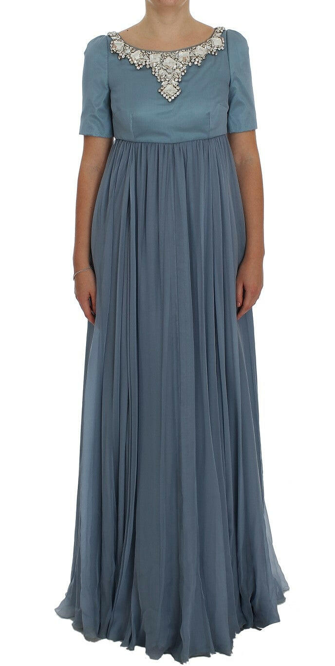 Dolce & Gabbana Blue Silk Crystal Sheath Gown Ball Dress -   -  Dolce & Gabbana.