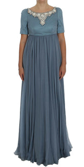 Dolce & Gabbana Blue Silk Crystal Sheath Gown Ball Dress -   -  Dolce & Gabbana.