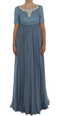 Dolce & Gabbana Blue Silk Crystal Sheath Gown Ball Dress -   -  Dolce & Gabbana.