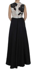 Dolce & Gabbana Black White Floral Silk Sheath Gown Dress -   -  Dolce & Gabbana.
