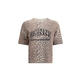 Ganni Leopard print short sleeve Sweater -   -  Ganni.