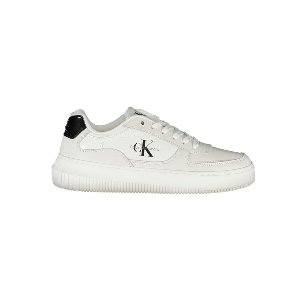 Calvin Klein Sleek White Lace-Up Sneakers with Contrast Details -   -  Calvin Klein.