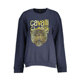 Cavalli Class Elegant Blue Fleece Crew Neck Sweatshirt -   -  Cavalli Class.