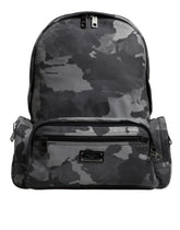 Dolce & Gabbana Gray Cotton Camouflage Logo Plaque Backpack Bag -   -  Dolce & Gabbana.