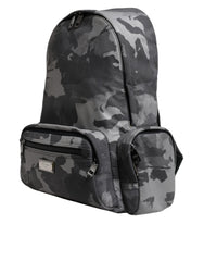 Dolce & Gabbana Gray Cotton Camouflage Logo Plaque Backpack Bag -   -  Dolce & Gabbana.