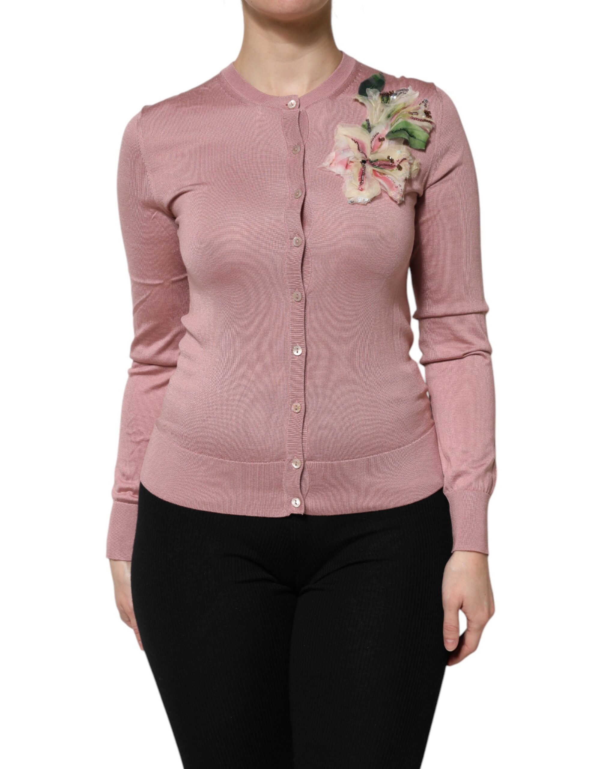 Dolce & Gabbana Pink Silk Knit Button Down Cardigan Sweater -   -  Dolce & Gabbana. Dolce & Gabbana Pink Silk Knit Button Down Cardigan Sweater -   -  Dolce & Gabbana.