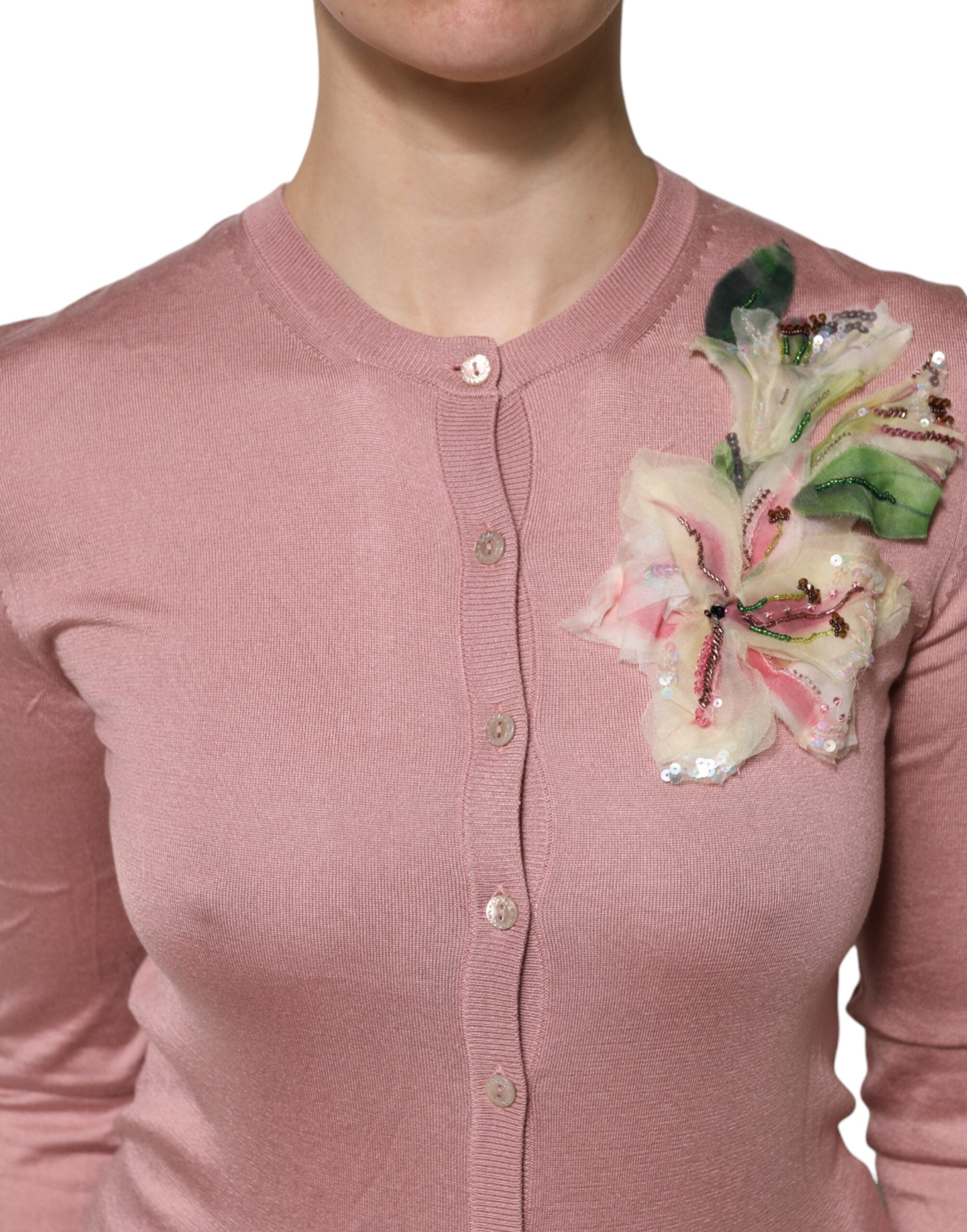 Dolce & Gabbana Pink Silk Knit Button Down Cardigan Sweater -   -  Dolce & Gabbana. Dolce & Gabbana Pink Silk Knit Button Down Cardigan Sweater -   -  Dolce & Gabbana.