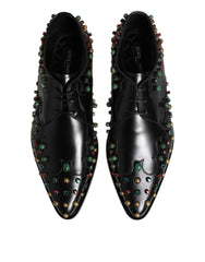 Dolce & Gabbana Black Leather Derby Dress Studded Shoes -   -  Dolce & Gabbana.