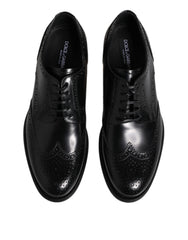 Dolce & Gabbana Black Leather Derby Wingtip Formal Shoes -   -  Dolce & Gabbana.