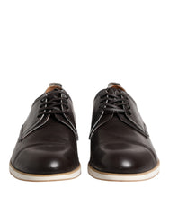 Pollini Dark Brown Leather Derby Lace Up Dress Formal Shoes -   -  Pollini.