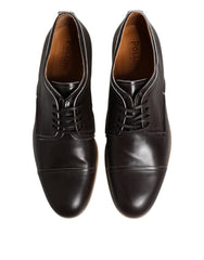 Pollini Dark Brown Leather Derby Lace Up Dress Formal Shoes -   -  Pollini.