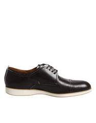 Pollini Dark Brown Leather Derby Lace Up Dress Formal Shoes -   -  Pollini.