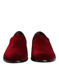 Dolce & Gabbana Red Cotton Velvet Slip On Loafers Formal Shoes -   -  Dolce & Gabbana.