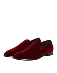 Dolce & Gabbana Red Cotton Velvet Slip On Loafers Formal Shoes -   -  Dolce & Gabbana.