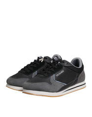 Trussardi Black Gray Lace Up Low Top Casual Sneakers Shoes -   -  Trussardi.