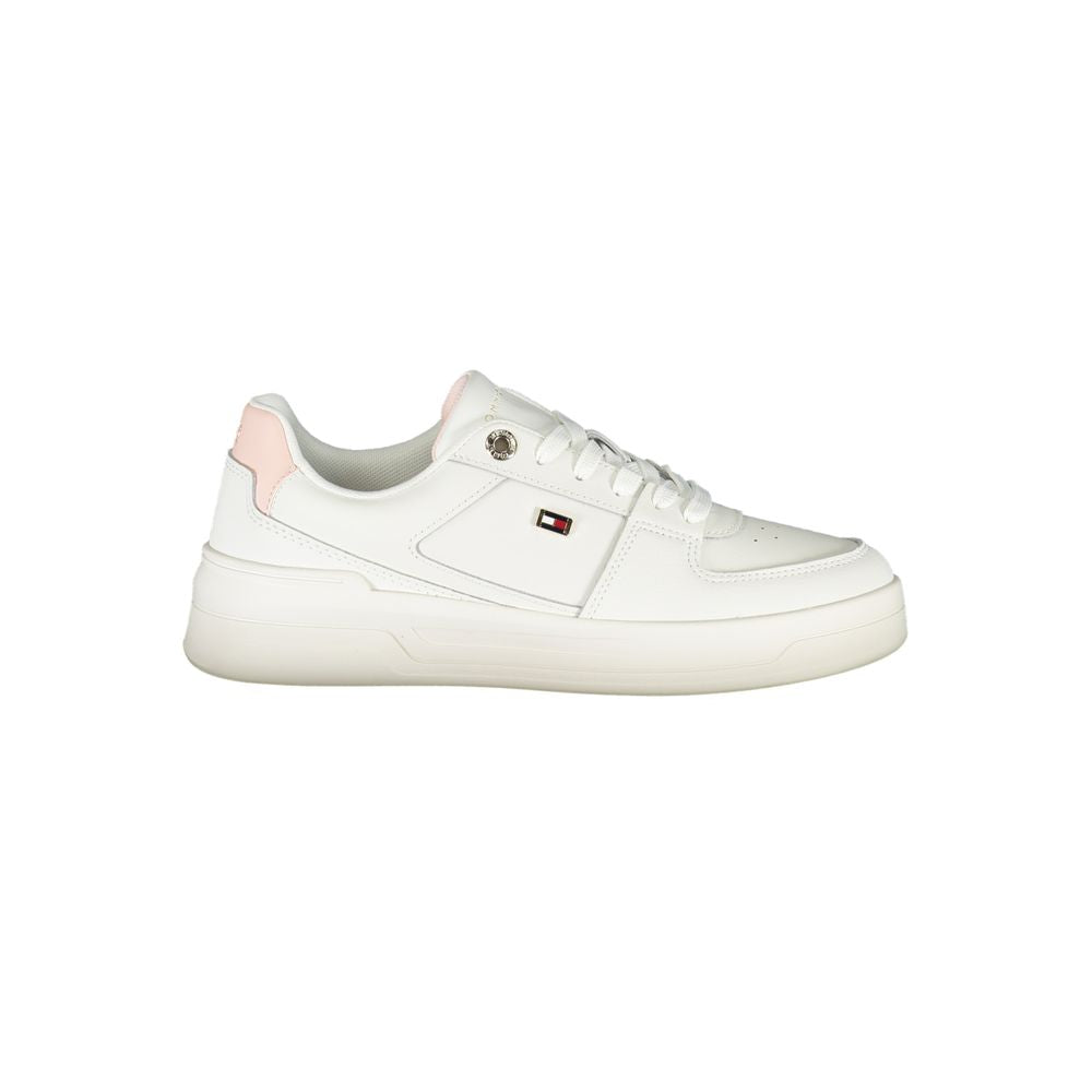 Tommy Hilfiger Elegant White Lace-Up Sneakers with Contrast Detail -   -  Tommy Hilfiger.