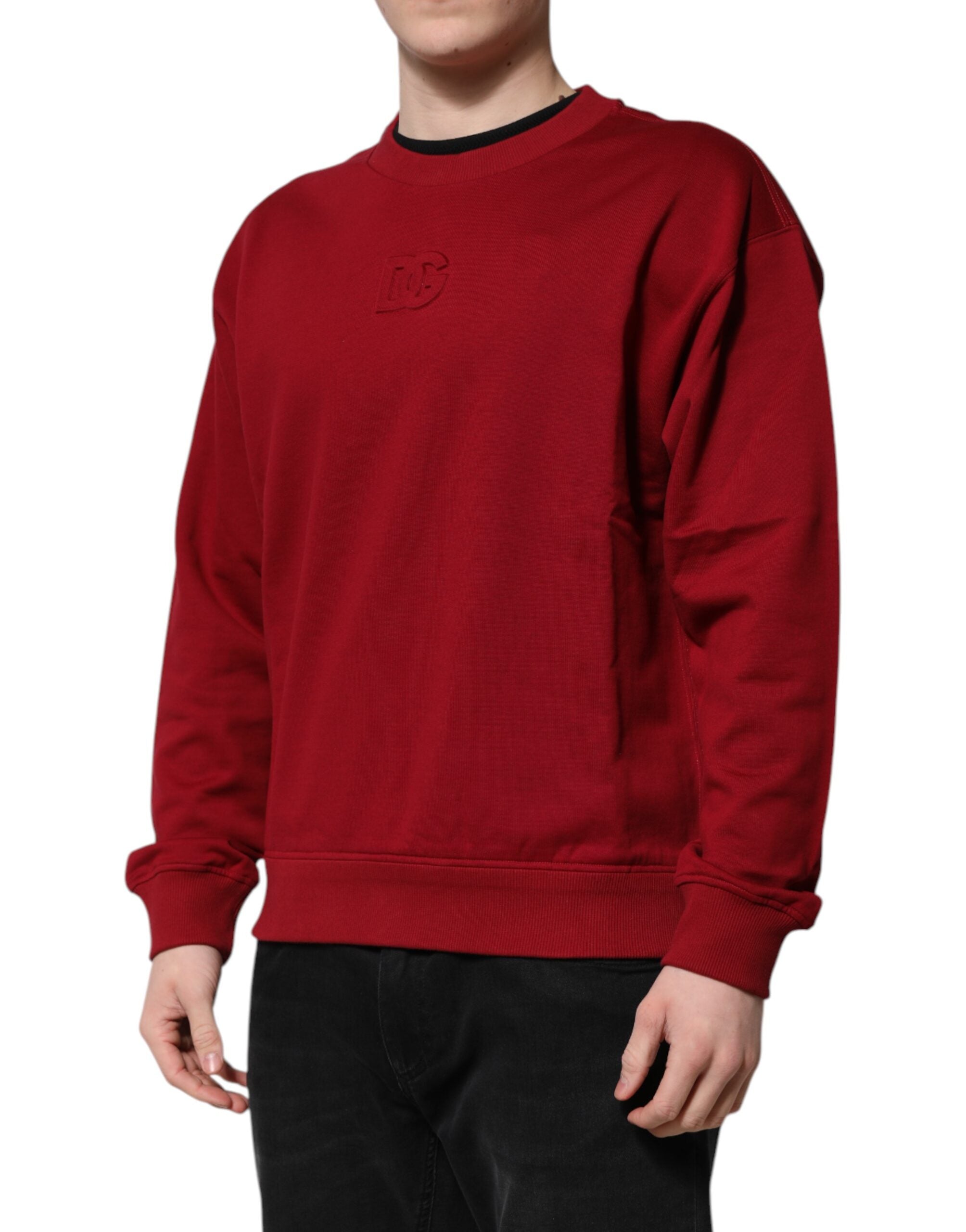 Dolce & Gabbana Red Embossed Logo Cotton Crew Neck Sweater -   -  Dolce & Gabbana. Dolce & Gabbana Red Embossed Logo Cotton Crew Neck Sweater -   -  Dolce & Gabbana.