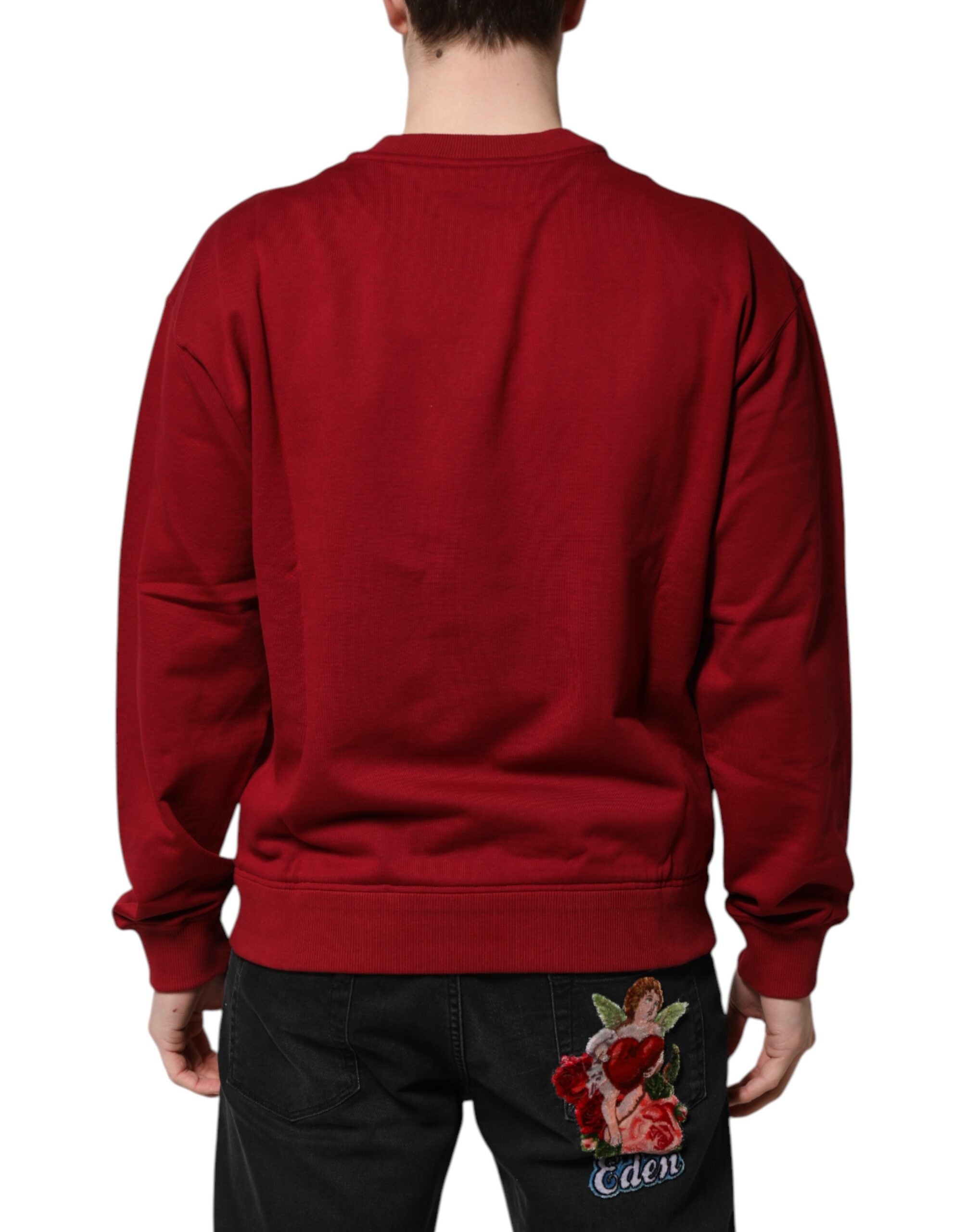 Dolce & Gabbana Red Embossed Logo Cotton Crew Neck Sweater -   -  Dolce & Gabbana. Dolce & Gabbana Red Embossed Logo Cotton Crew Neck Sweater -   -  Dolce & Gabbana.