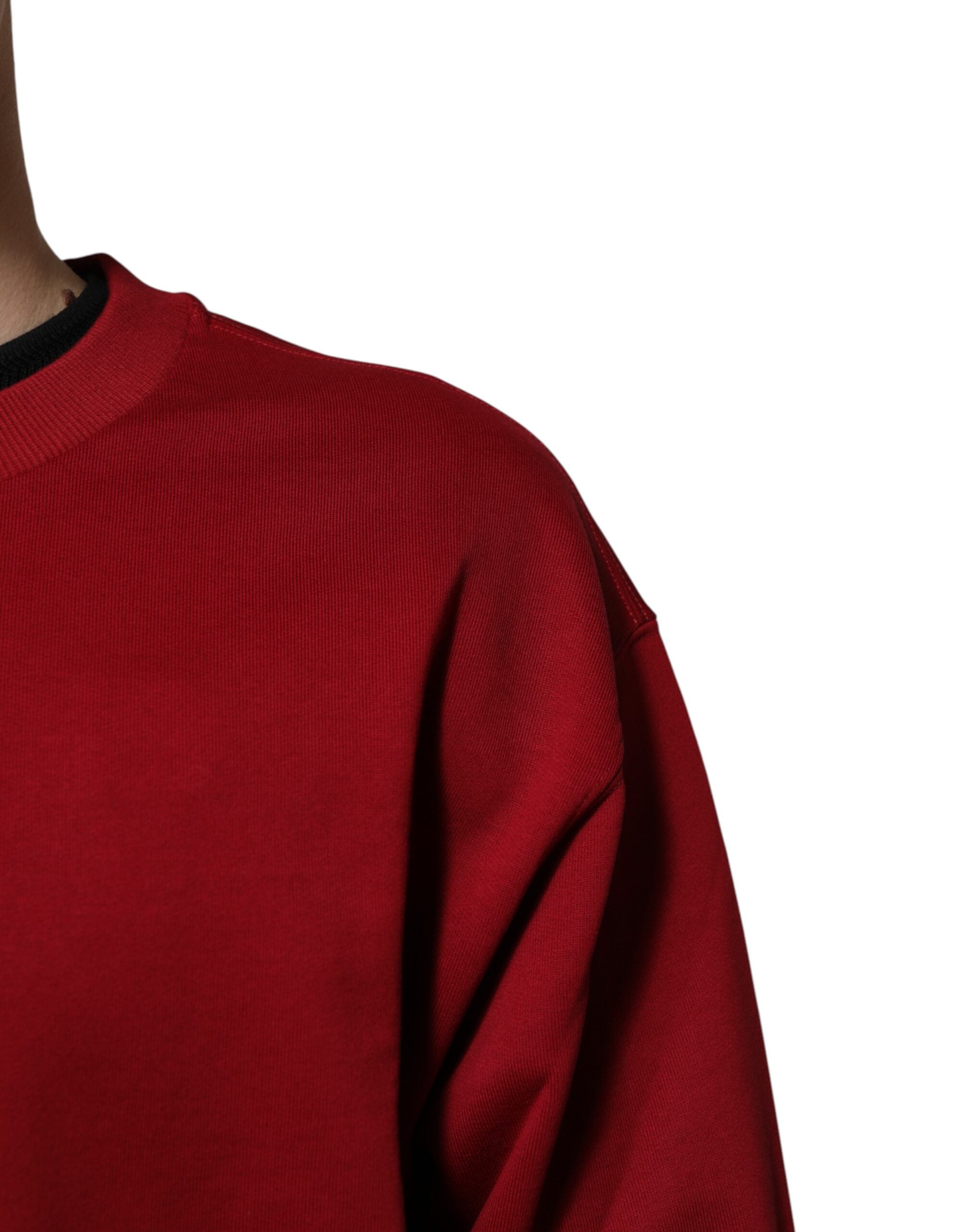 Dolce & Gabbana Red Embossed Logo Cotton Crew Neck Sweater -   -  Dolce & Gabbana. Dolce & Gabbana Red Embossed Logo Cotton Crew Neck Sweater -   -  Dolce & Gabbana.